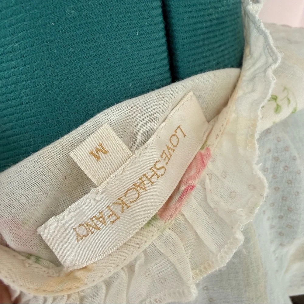 Loveshackfancy Rose printed Love Letters blouse Medium - Picture 7 of 8